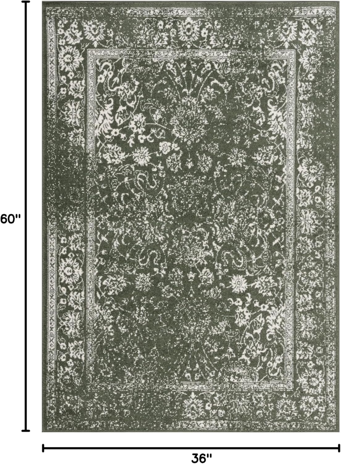 Alfombra de área, diseño oriental desgastado, modelo ADR109Y-3