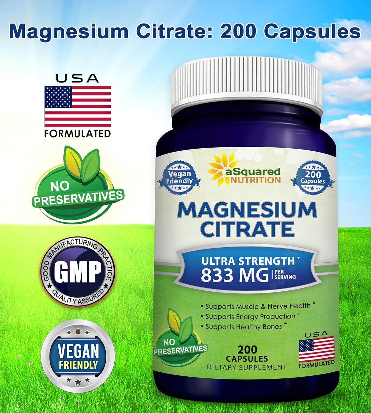 Suplemento Citrato de magnesio 200 mg