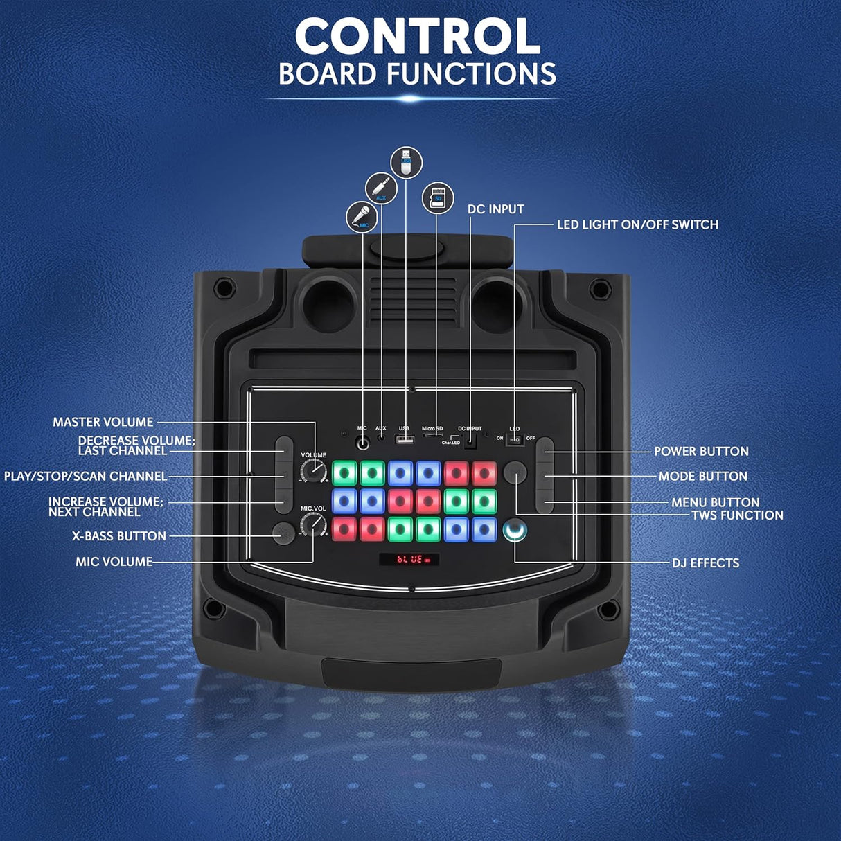 Parlante Portátil portátil con Bluetooth PYLE-PRO PHP210DJT