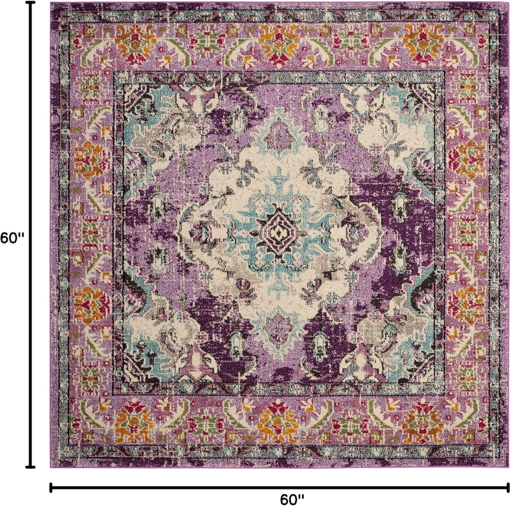 Alfombra Boho Chic Medallón Distressed 5' Cuadrada MNC243L