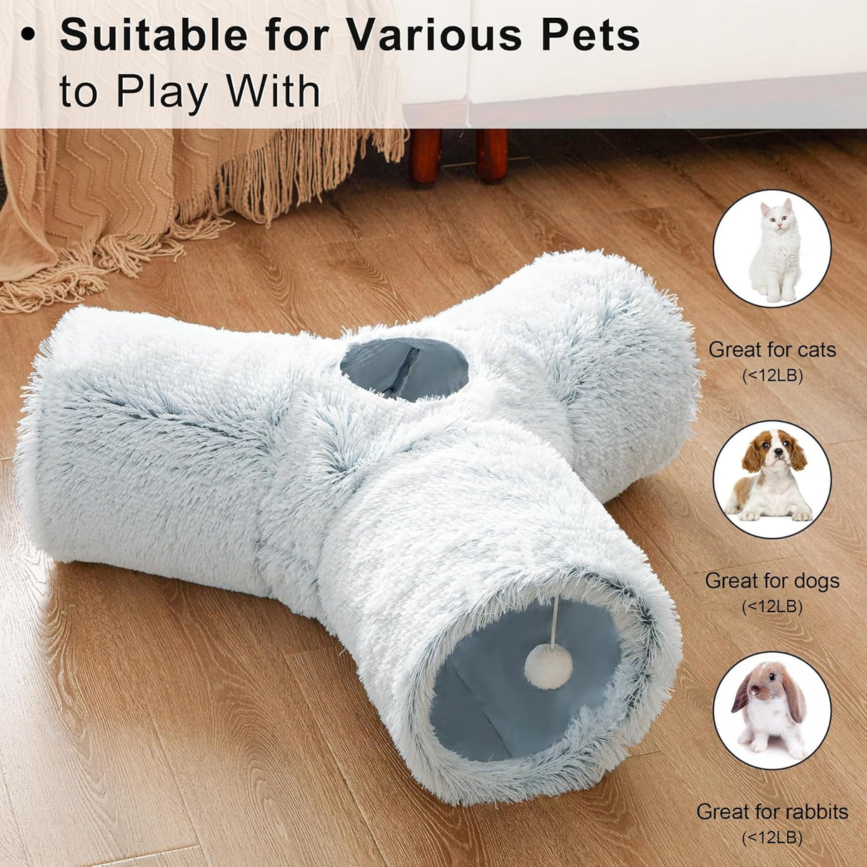 Túnel para gatos Love's Cabin, colapsable 3 vías con pelota