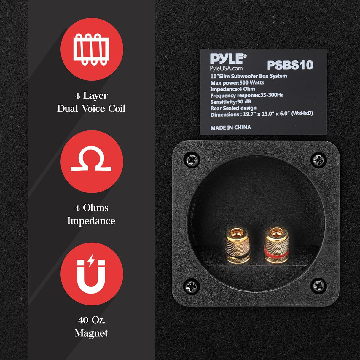 Parlante de caja de subwoofer delgado PYLE PSBS10