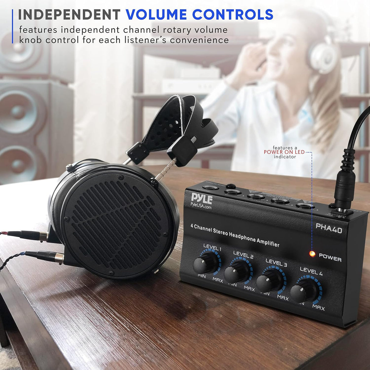 Amplificador de auriculares estéreo portátil PYLE-PRO PHA40