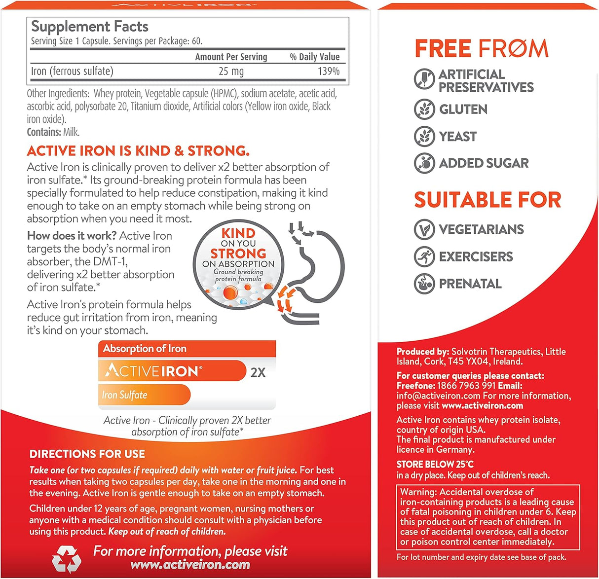 Suplemento de hierro activo de alta potencia absorción 60und