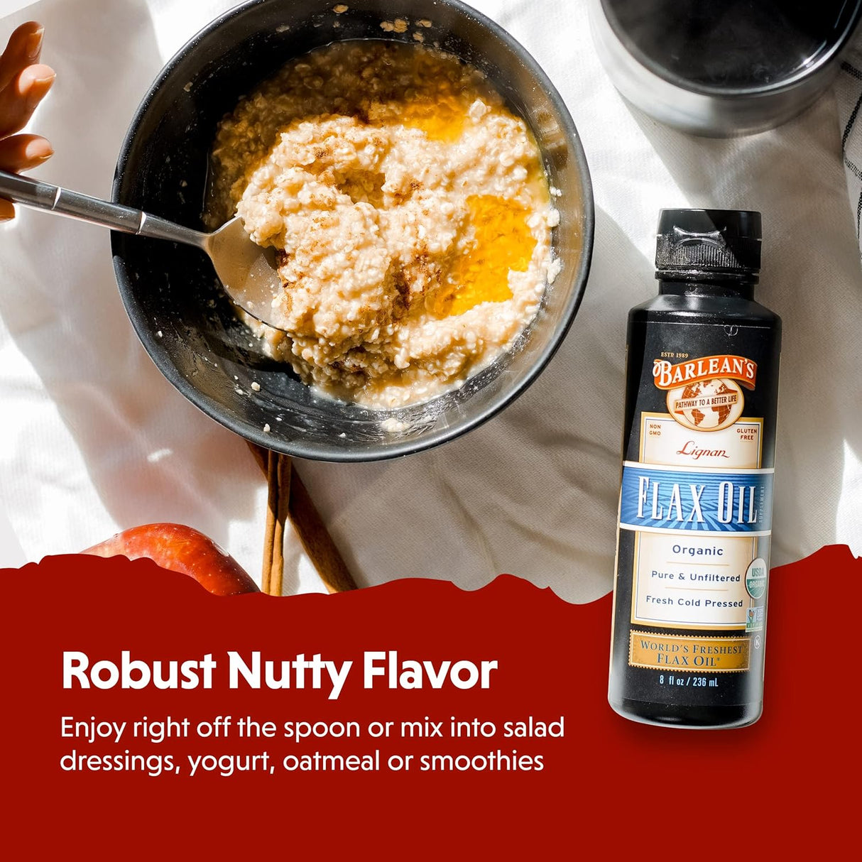 Suplemento de Aceite de Linaza Barlean's, 32 oz, Omega-3 ALA
