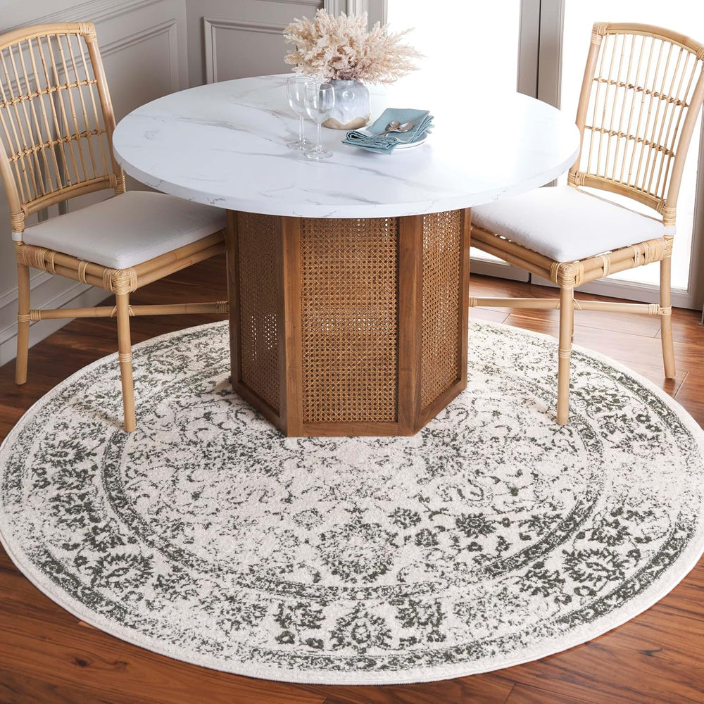 Alfombra de área redonda, diseño oriental, fácil cuidado, ADR109X