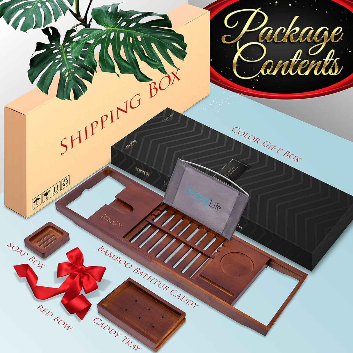 Organizador de bañera de bambú SERENELIFE SLBCAD29B