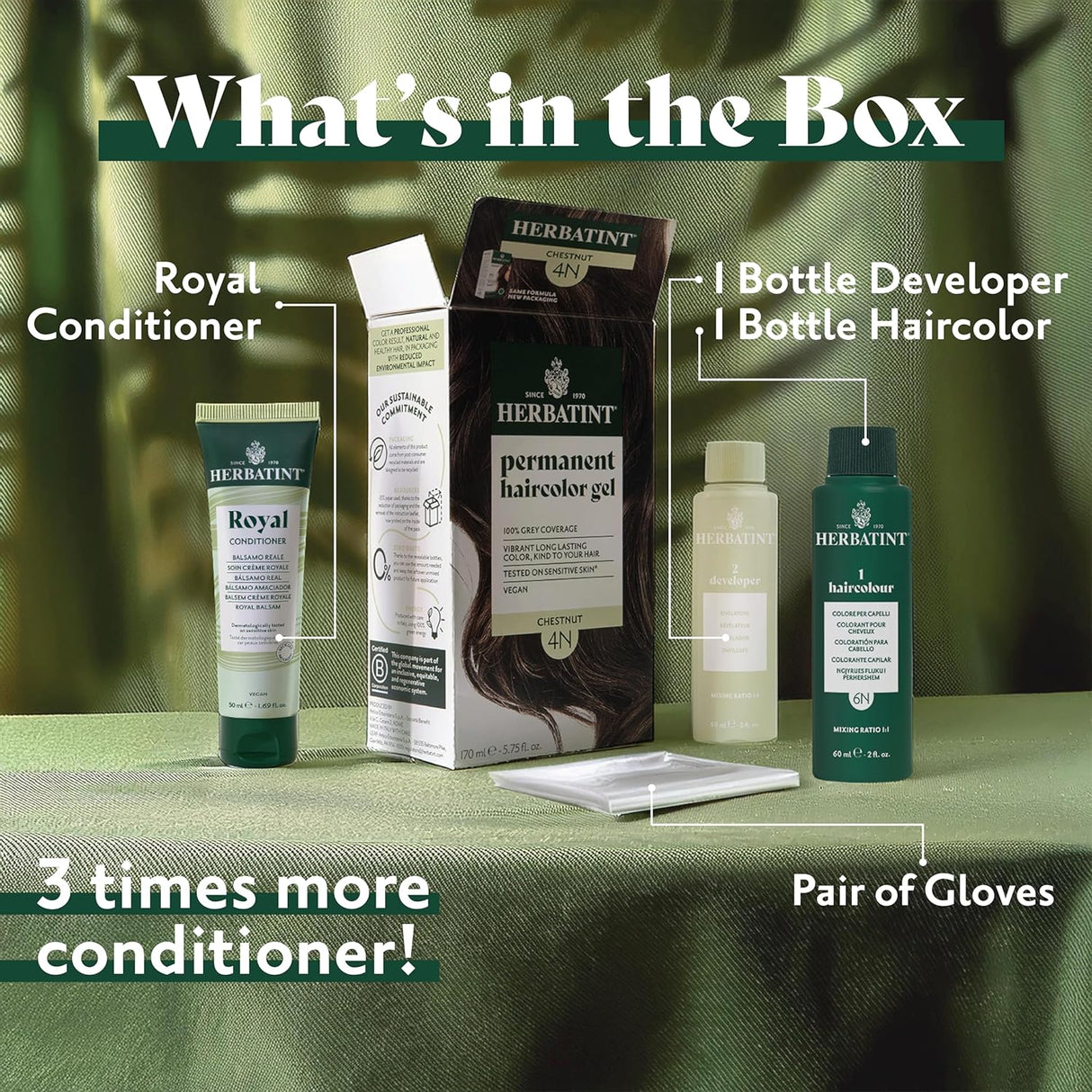 Tinte para el cabello Herbatint - 100% cobertura canas 7D