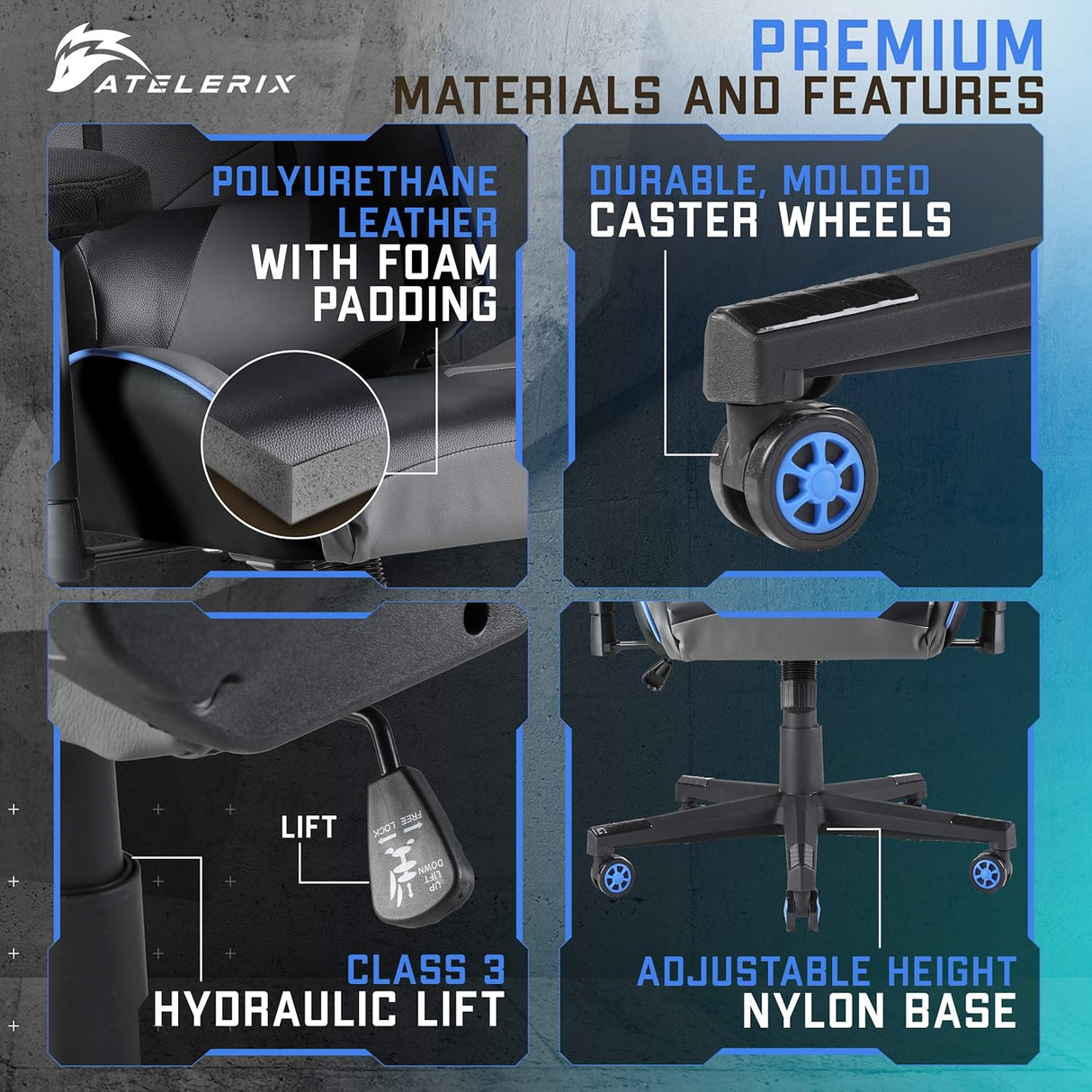 Silla de juego giratoria ajustable y ergonómica reposabrazos