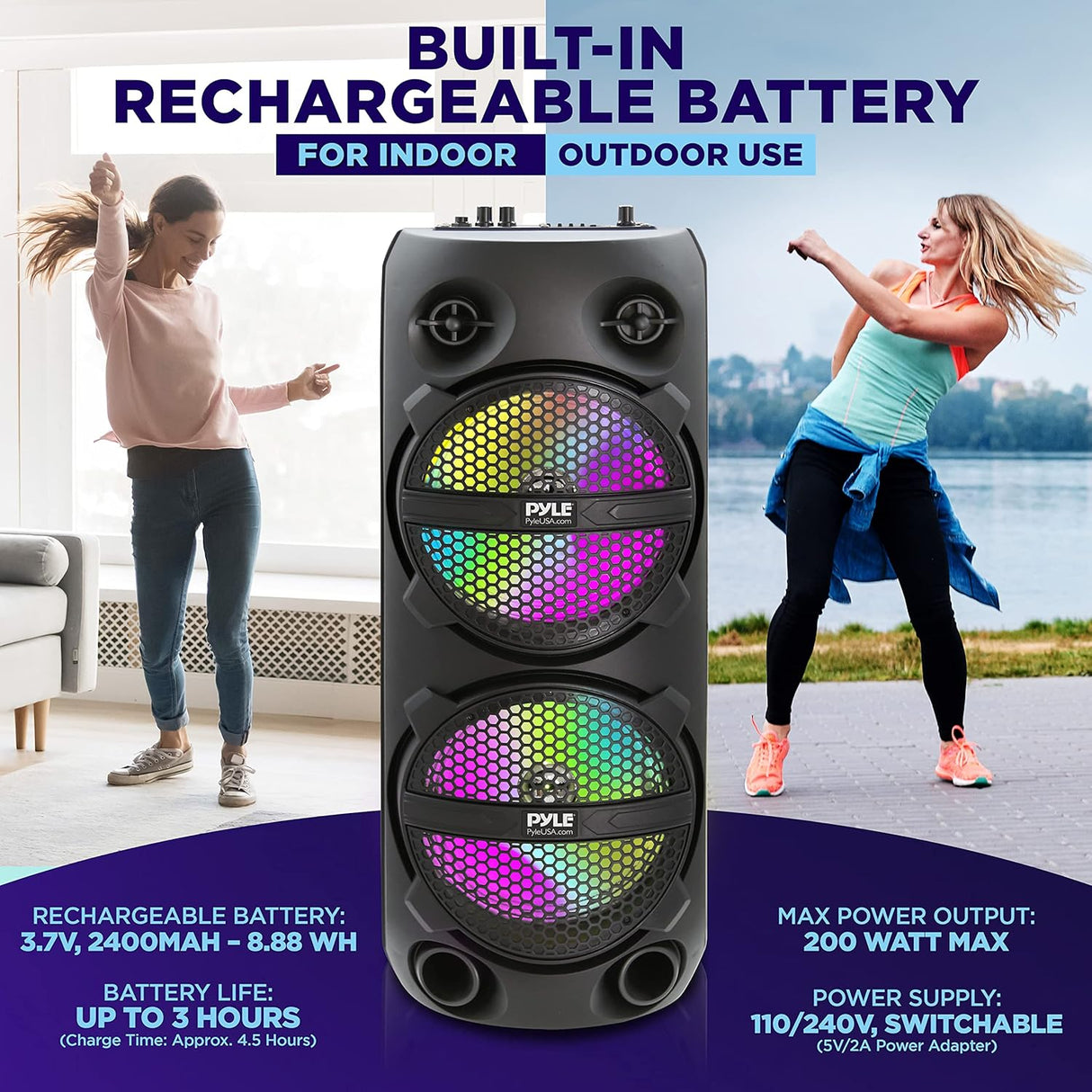 Altavoz portátil Bluetooth PA – 200 W PYLE-PRO PPHP2614B
