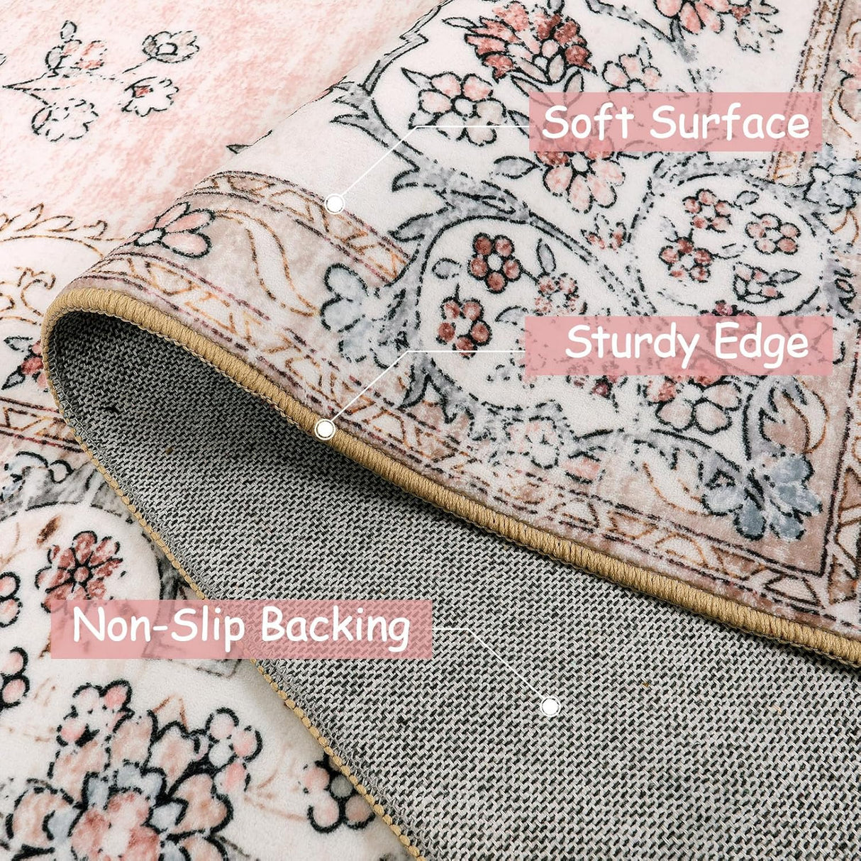 Alfombra redonda lavable a máquina de 4 pies suave floral