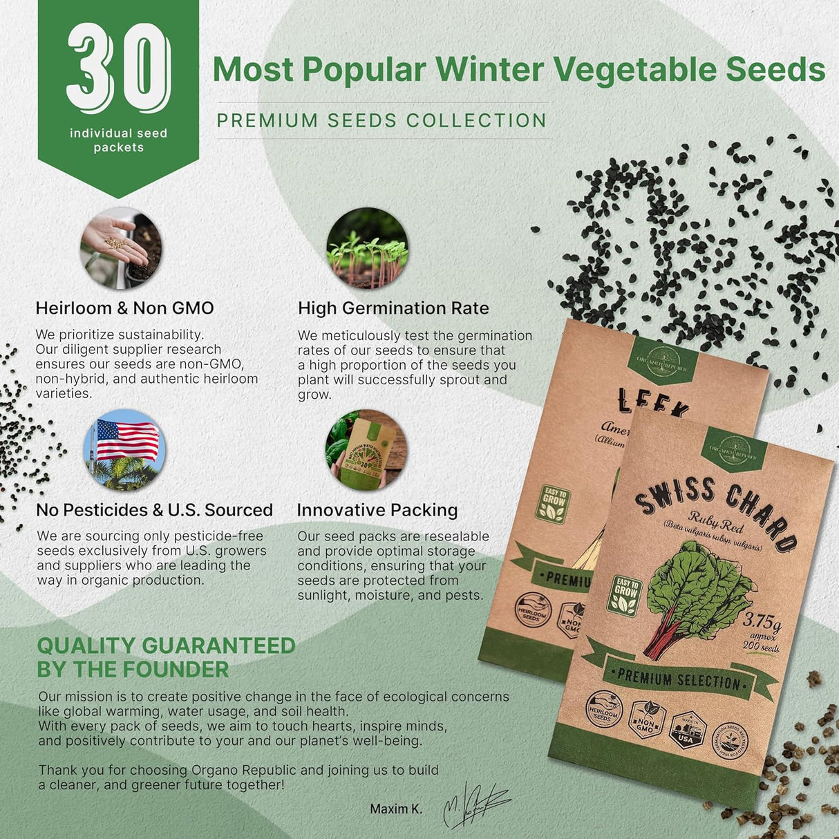 Pack de Semillas de Verduras de Invierno - 30 Variedades Heirloom