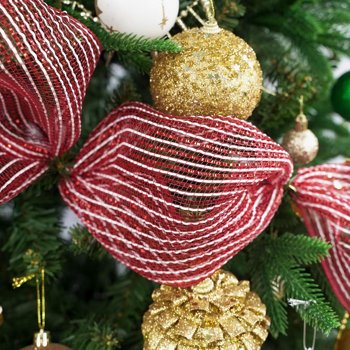 MEEDEE 10 Deco Mesh Navidad 10 Yards para Coronas y Árboles