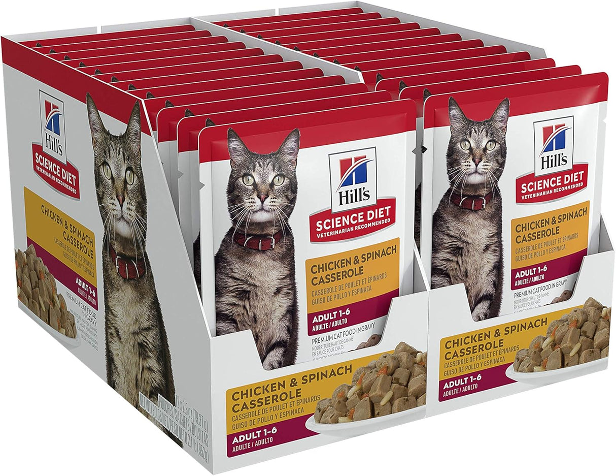 Alimento húmedo para gatos adultos pollo y espinacas