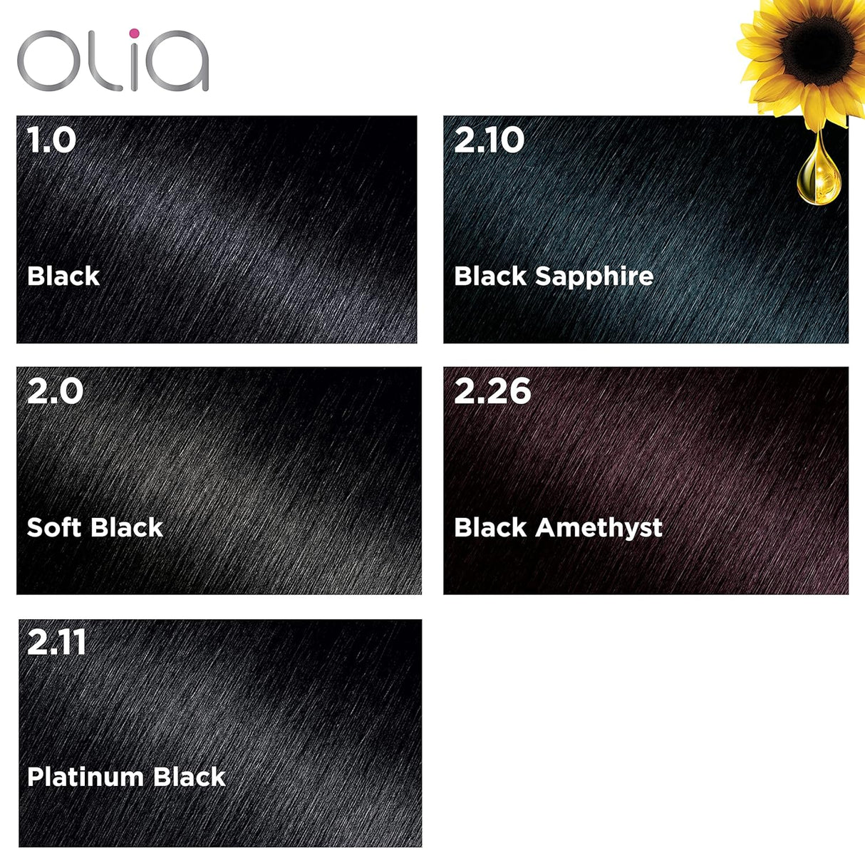 Garnier Olia Tinte color brillante,  negro suave, 2 unidades