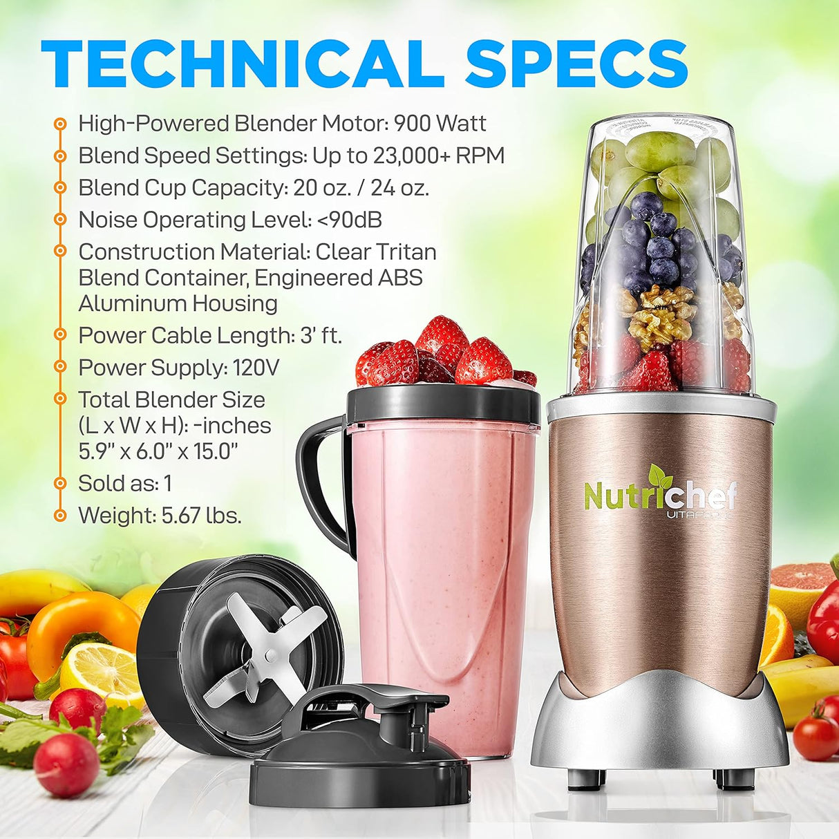 Licuadoras eléctrica de 900 NutriChef NCBL90