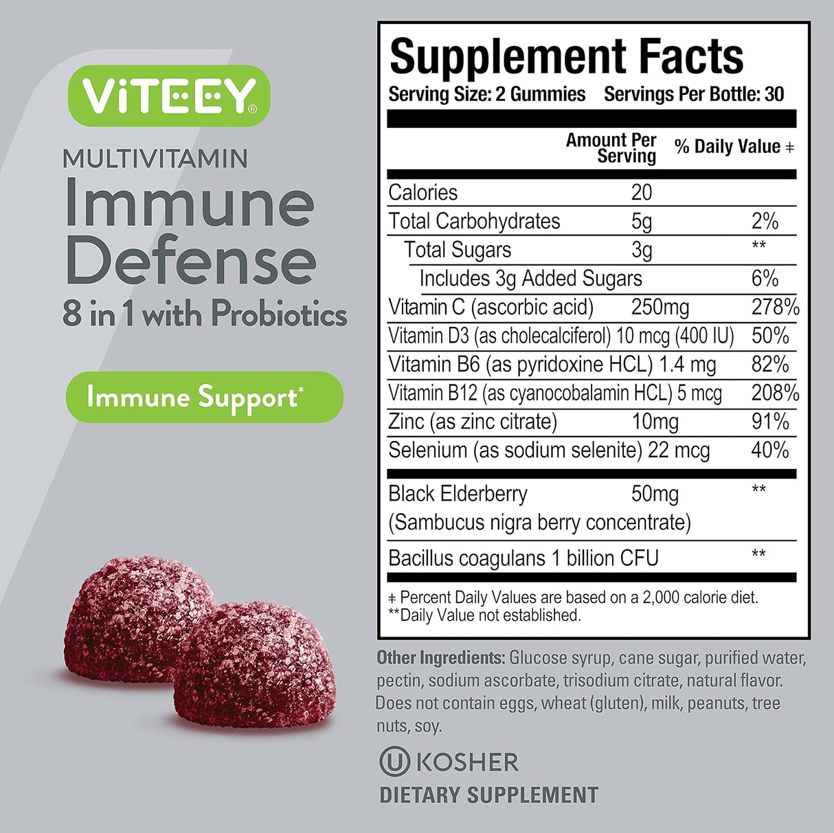 Gomitas Multivitamínicas 8 en 1 con Probióticos - Vegetarianas