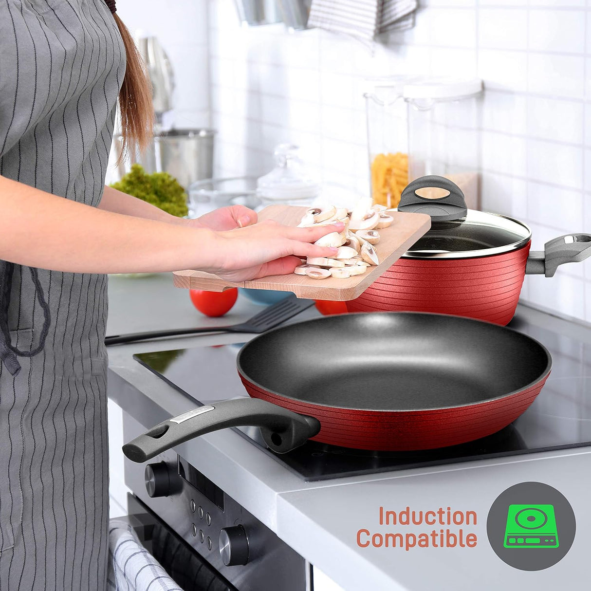 Juegos de Ollas antiadherente NUTRICHEF NCCW12RED.5