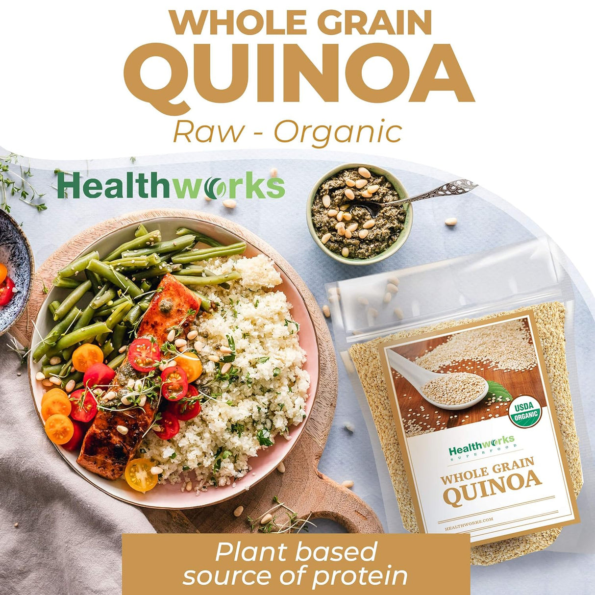 Quinoa Blanca Orgánica Entera | Proteína, Fibra, Hierro | Perú