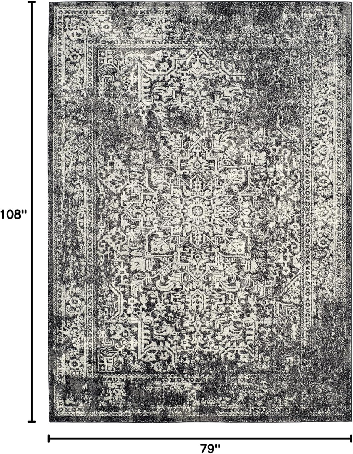 Alfombra de área, diseño oriental desgastado, modelo EVK256R