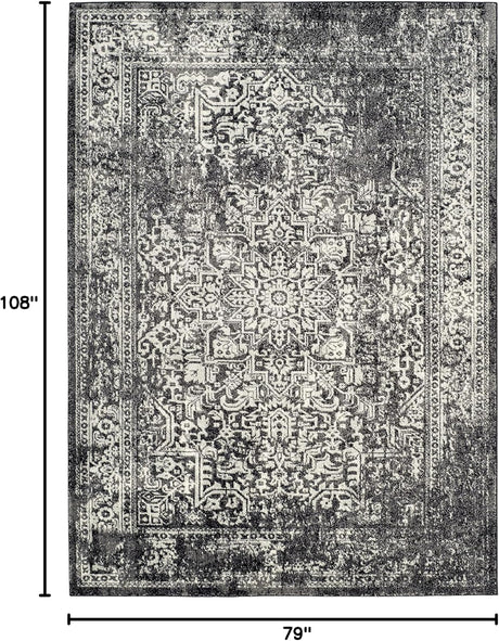 Alfombra de área, diseño oriental desgastado, modelo EVK256R