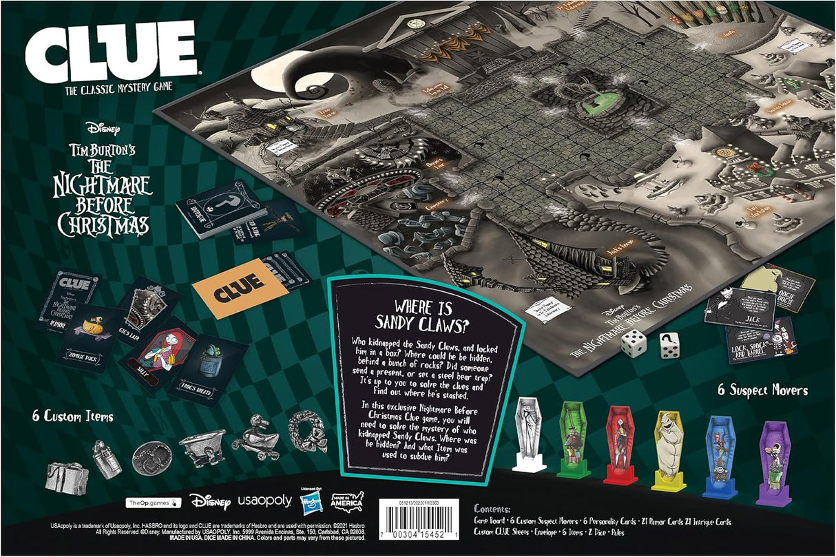 Juego de Clue: Disney El extraño mundo de Jack, personajes icónicos