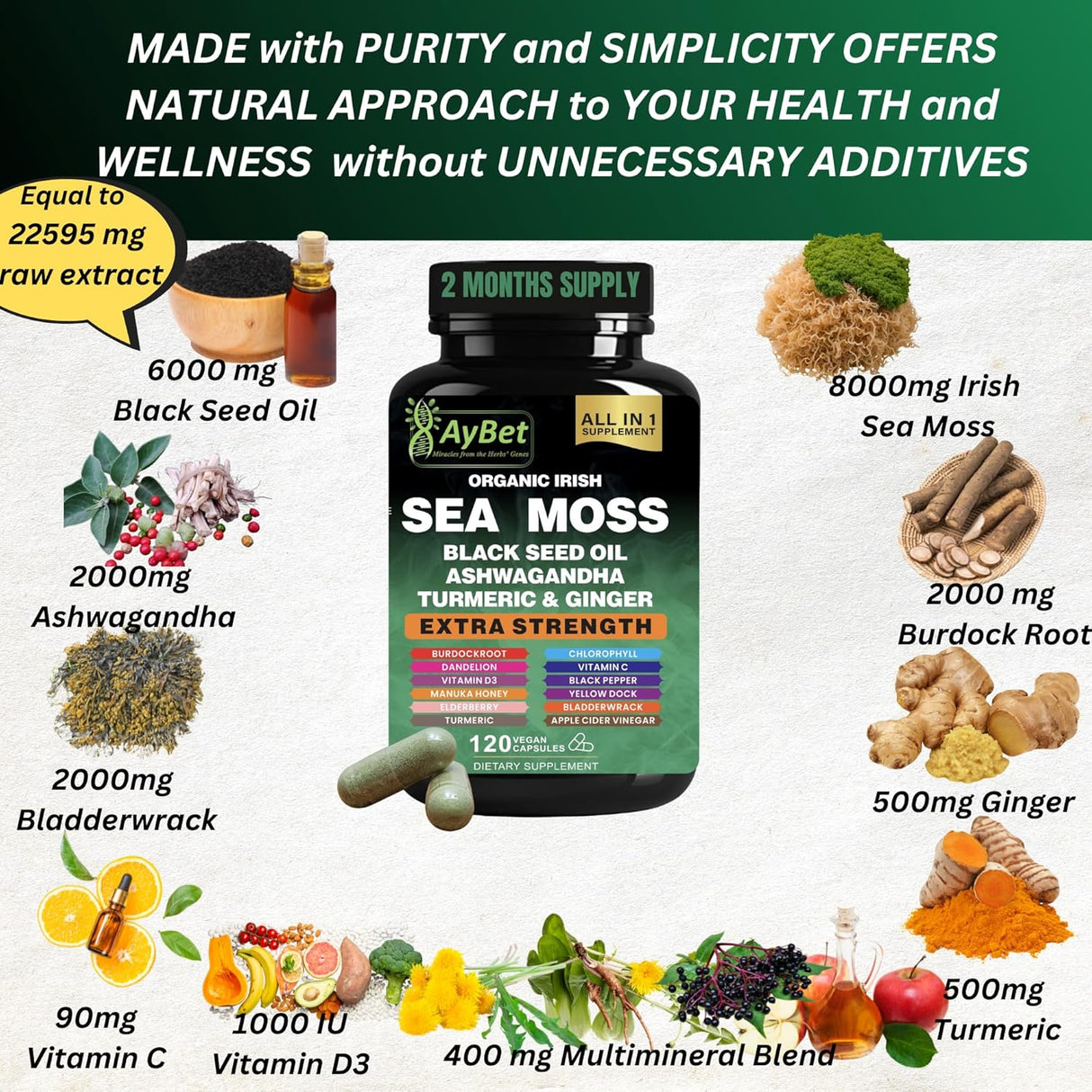 Suplemento Natural Vegano Halal con Vitaminas y Hierbas Mix