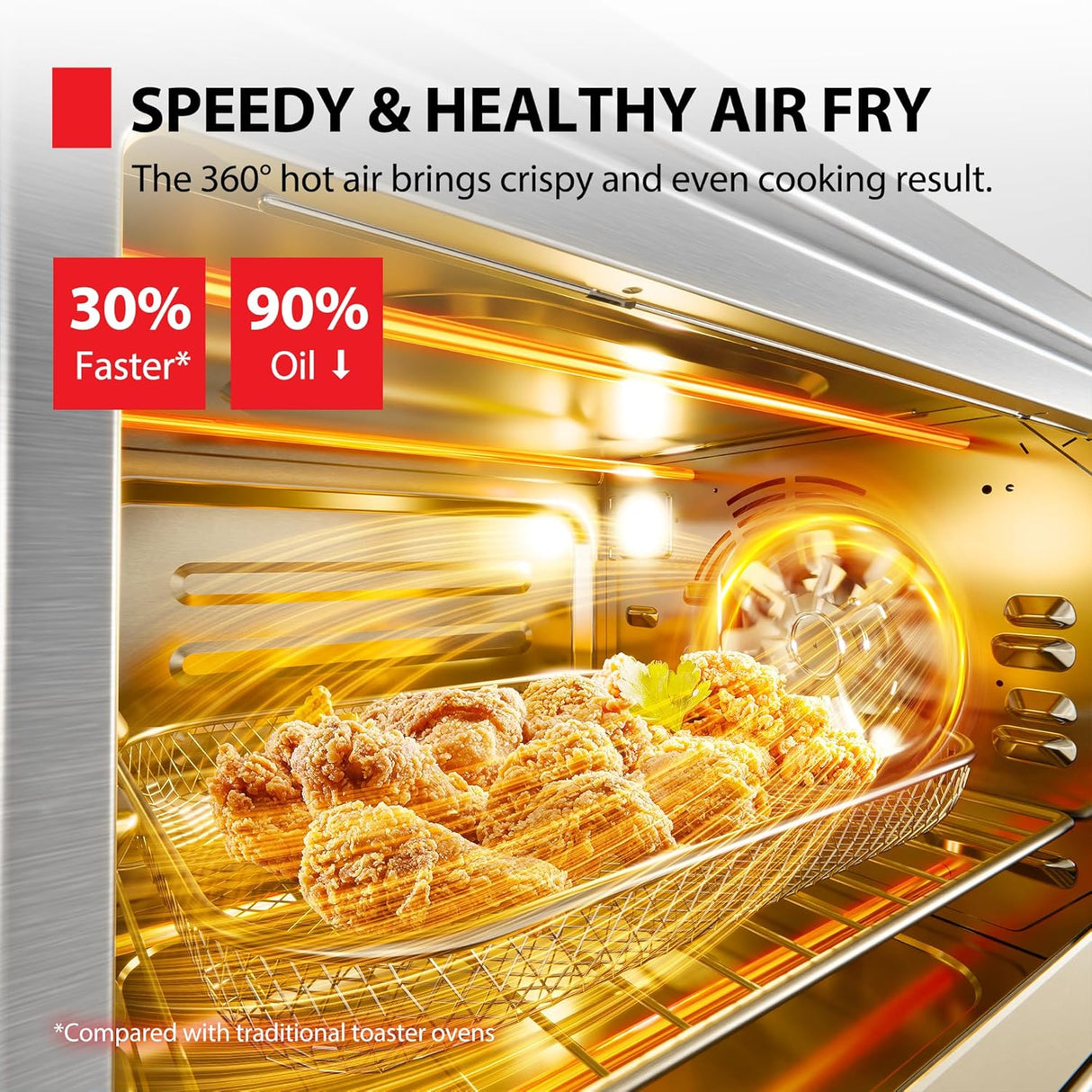 Horno Tostador TOSHIBA ChefFry 12 en 1, 26.4 QT, Combo