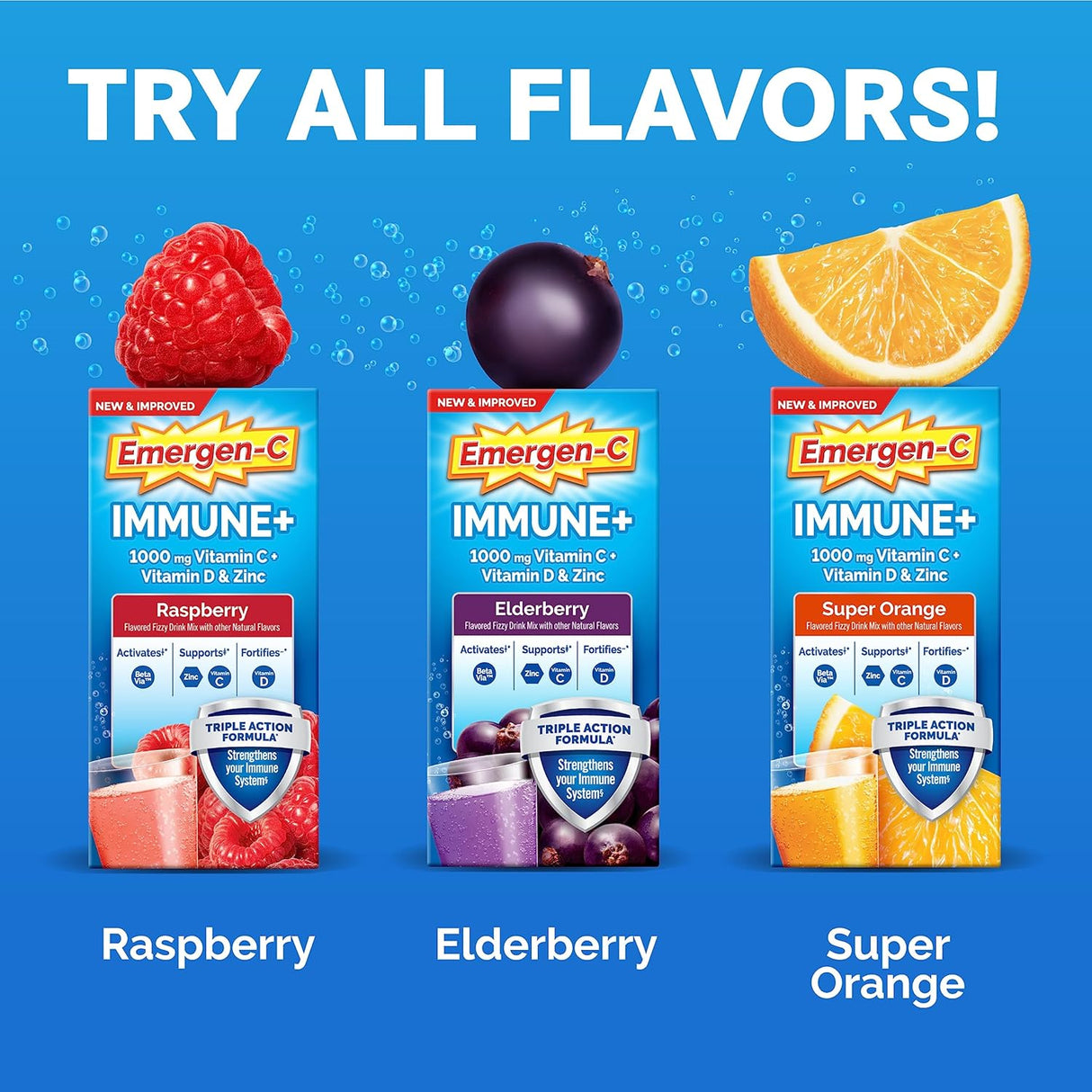 Emergen-C Immune+ Suplemento de Vitamina C, B, D – 50 sobres