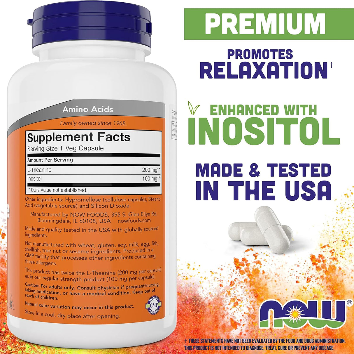 Suplementos L-teanina doble fuerza 200 mg - 180 cápsulas