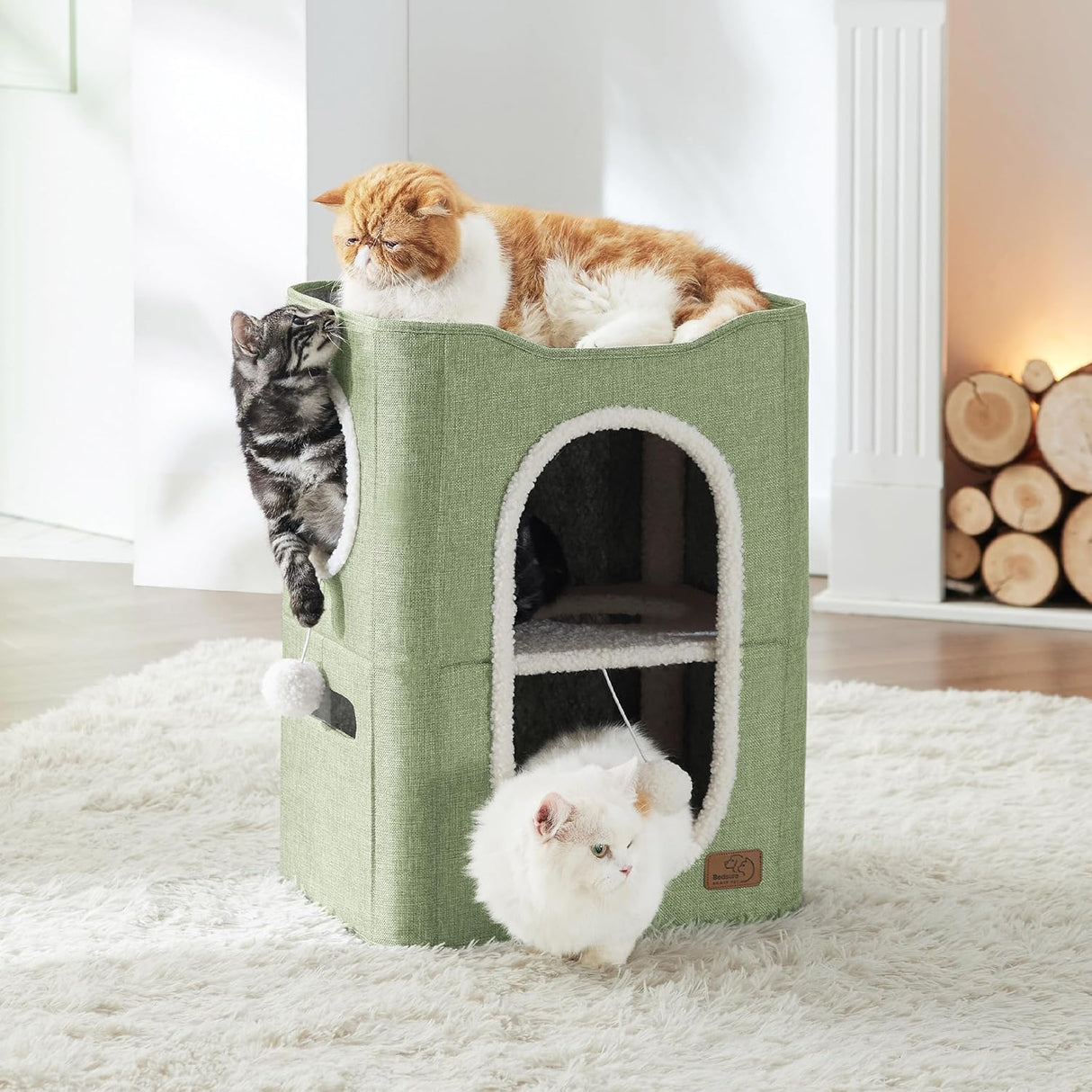 Casa para Gatos 2 Niveles Bedsure con Rascador y Escondite