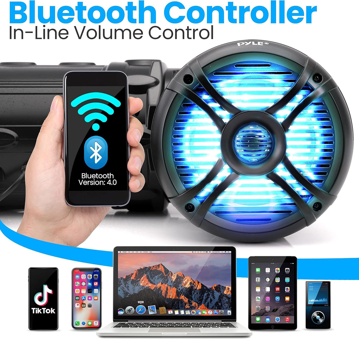 Parlantes marinos alimentados por ATV PYLE PLATV85BT.6