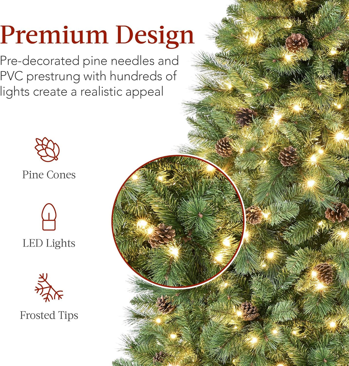 Árbol de Navidad de Pino Escocés de 7.5ft con Luces LED