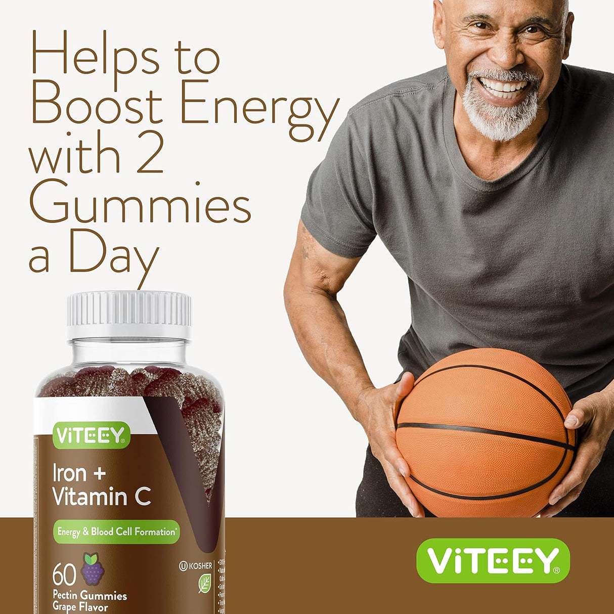 Suplemento Gomitas de hierro de 20 mg + vitamina C de 26 mg