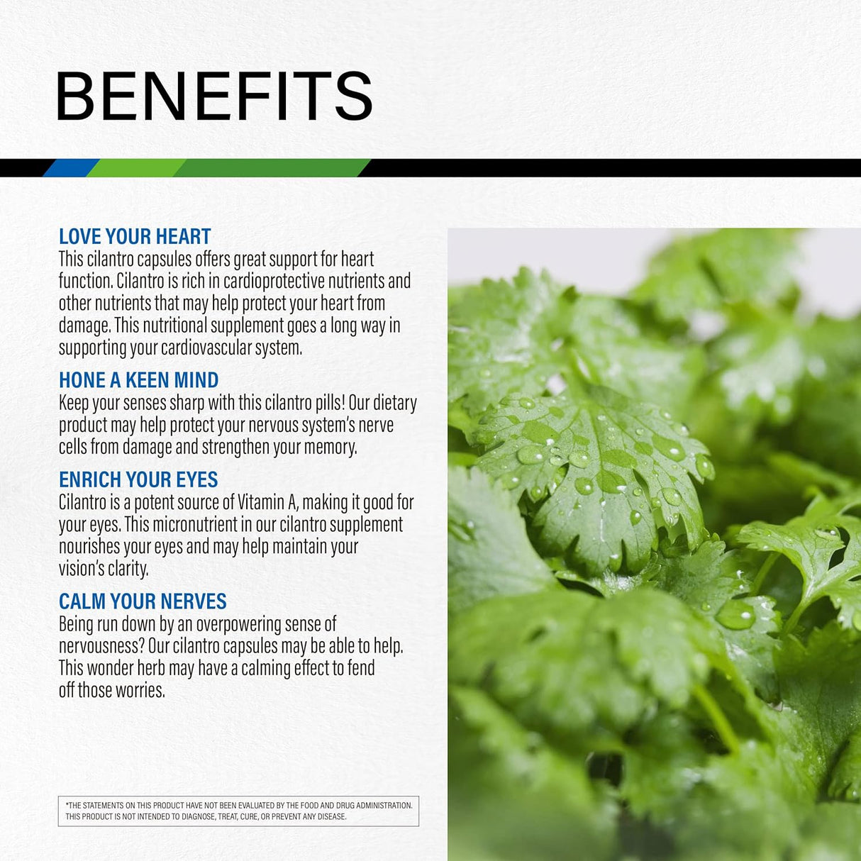 Suplementos Alimenticios de cilantro para corazón ojos