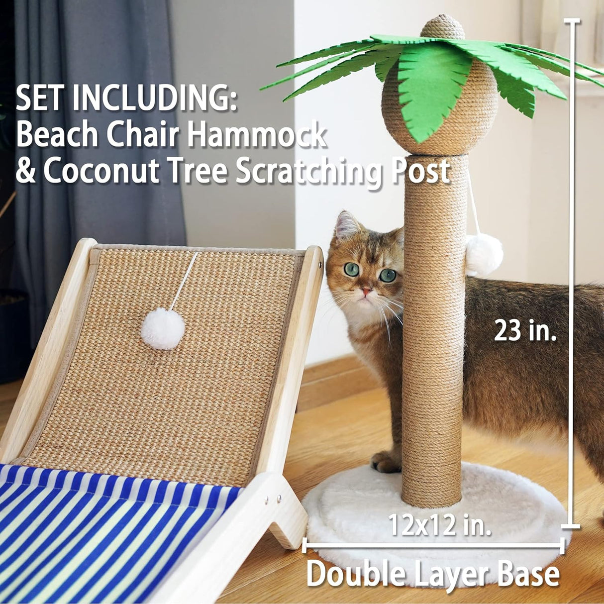 Hamaca para gatos con poste rascador