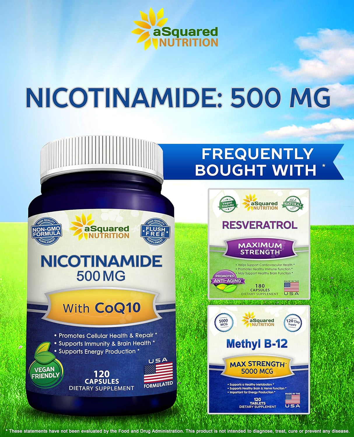 Suplementos Nicotinamida con CoQ10 (120 cápsulas) 500 mg