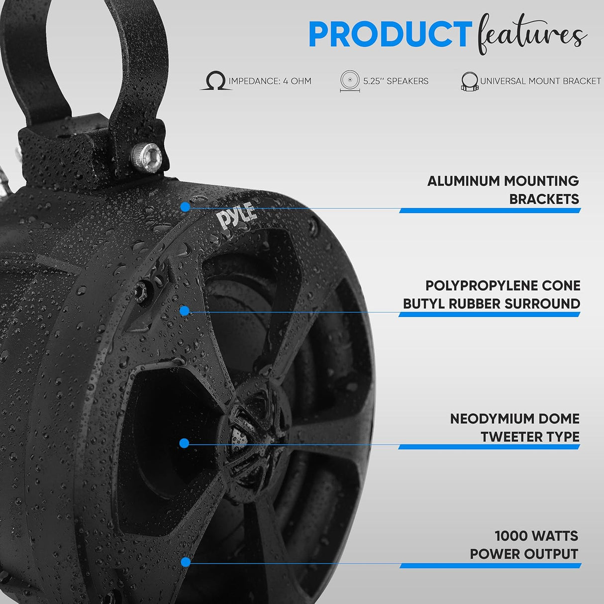 Parlantes todoterreno dobles impermeables PYLE PLUTV51BK