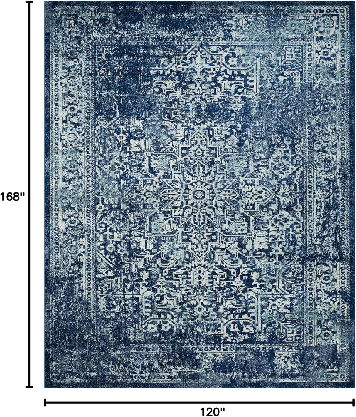 Alfombra de área - Diseño oriental desgastado, fácil cuidado, EVK256A