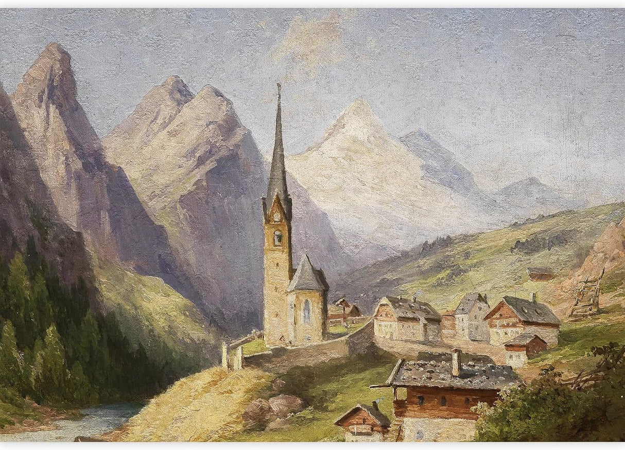 IDEA4WALL Adhesivo removible de pared/mural iglesia pueblo