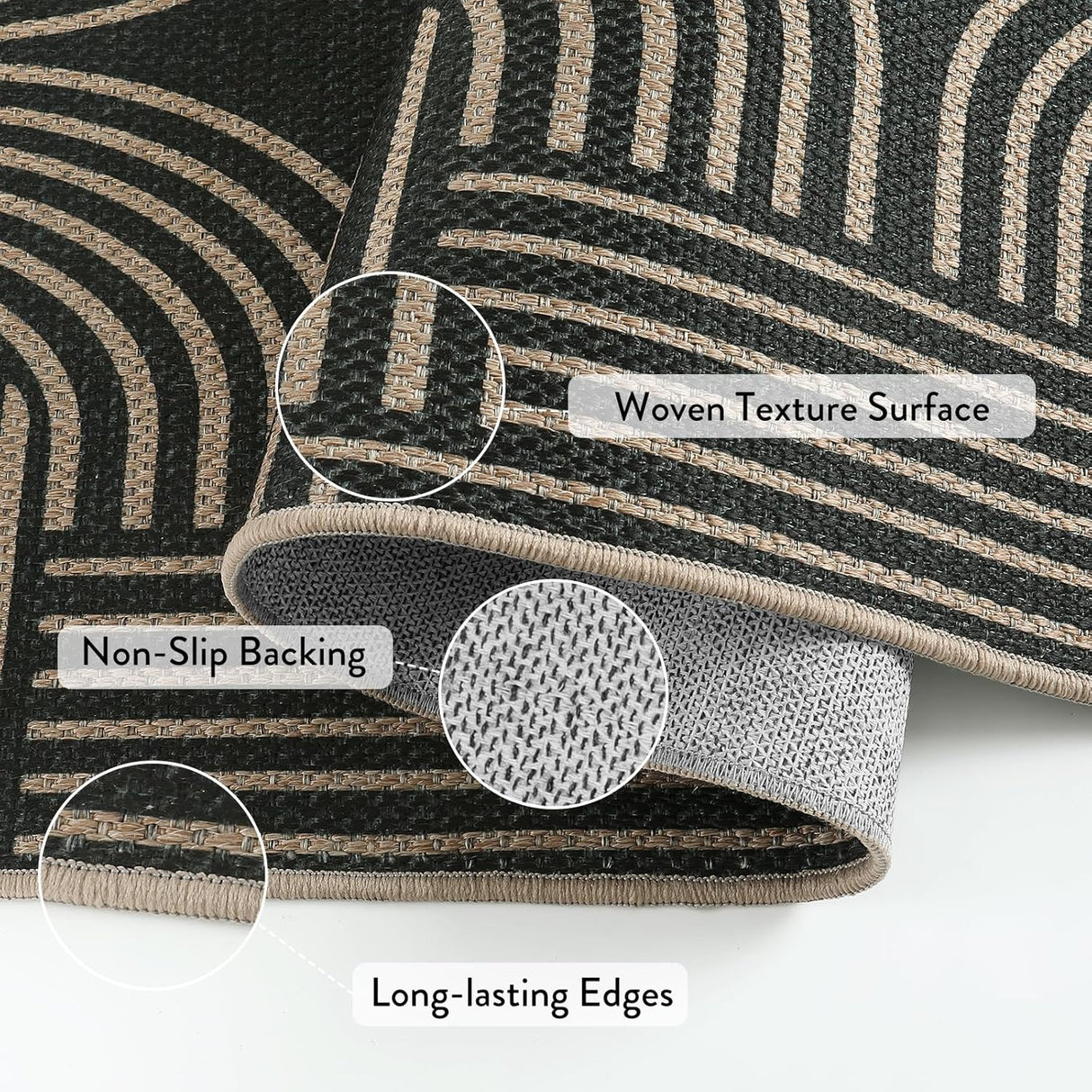 Tapete moderno geométrico de yute para exteriores Lahome