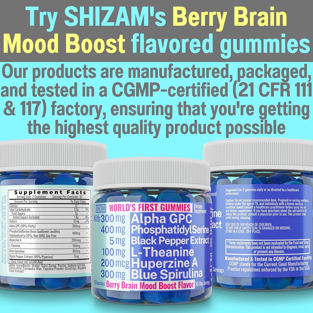 Gominolas de Alpha GPC Huperzine A PhosphatidylSerine L-Theanine