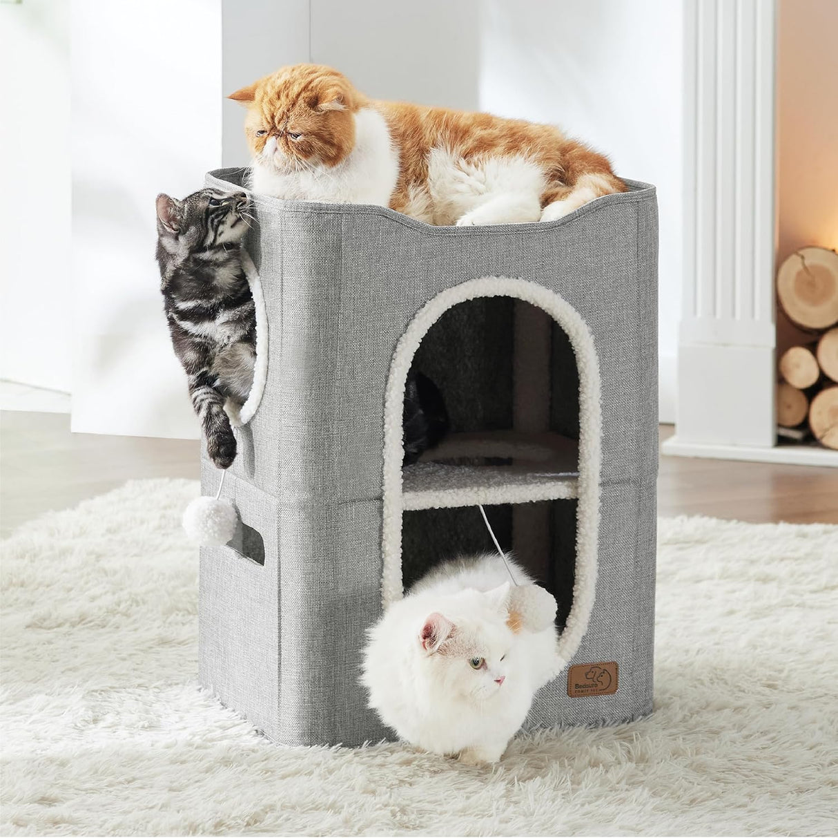 Casa para Gatos 2 Niveles Bedsure, con Rascador y Escondite