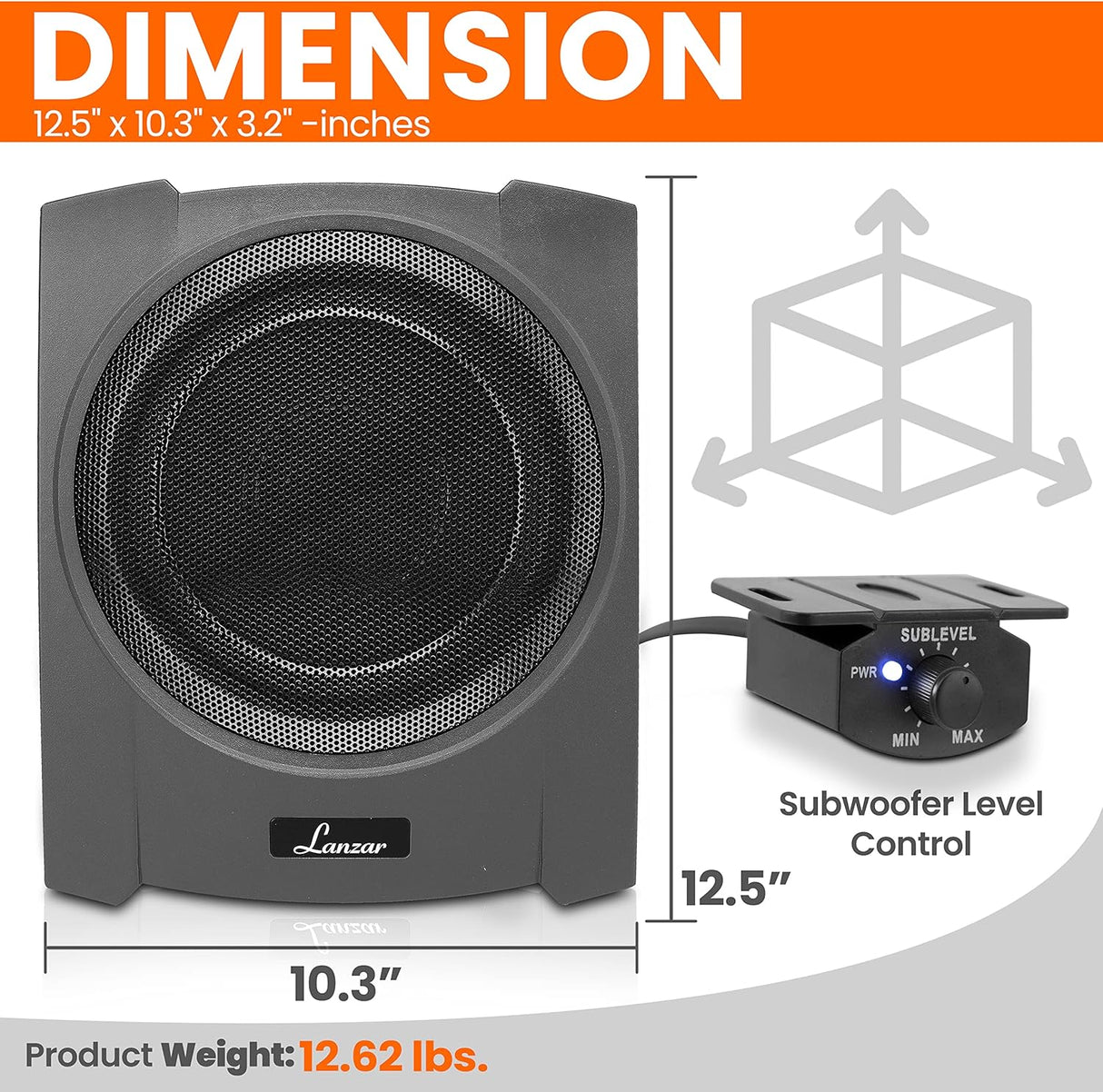 Subwoofer de audio compacto de 900 W LANZAR