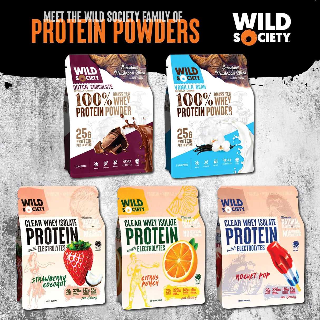 Wild Society Proteína de Suero Pulido + Electrolitos, 20 g