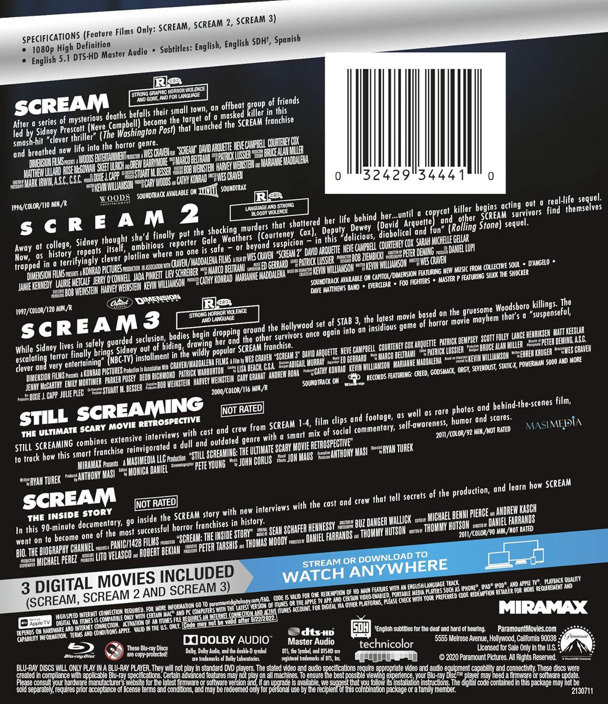 Scream 3 Movie Collection (Blu-ray + Digital)