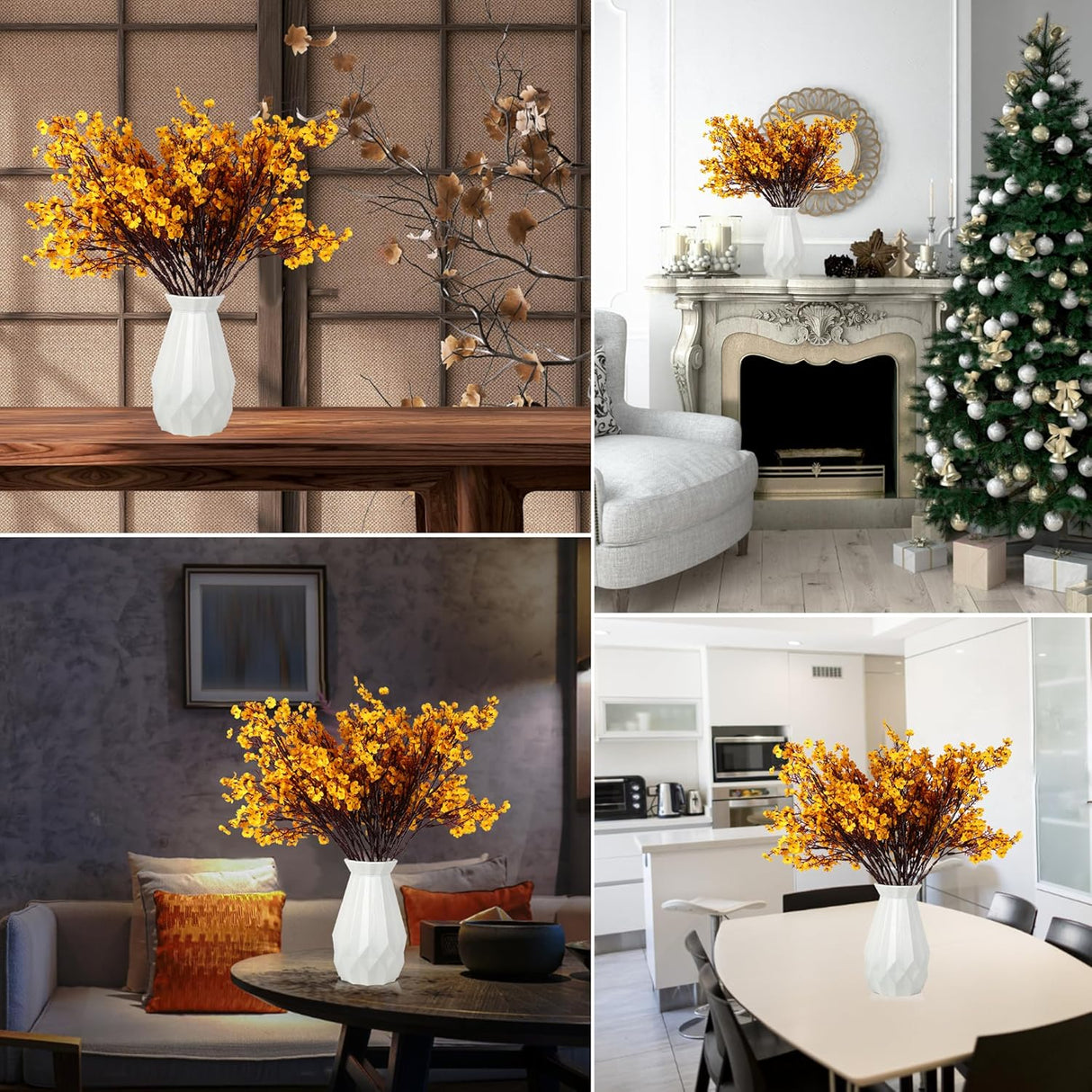 12 Pcs Flores Artificiales, Gypsophila, Decoración Mesa