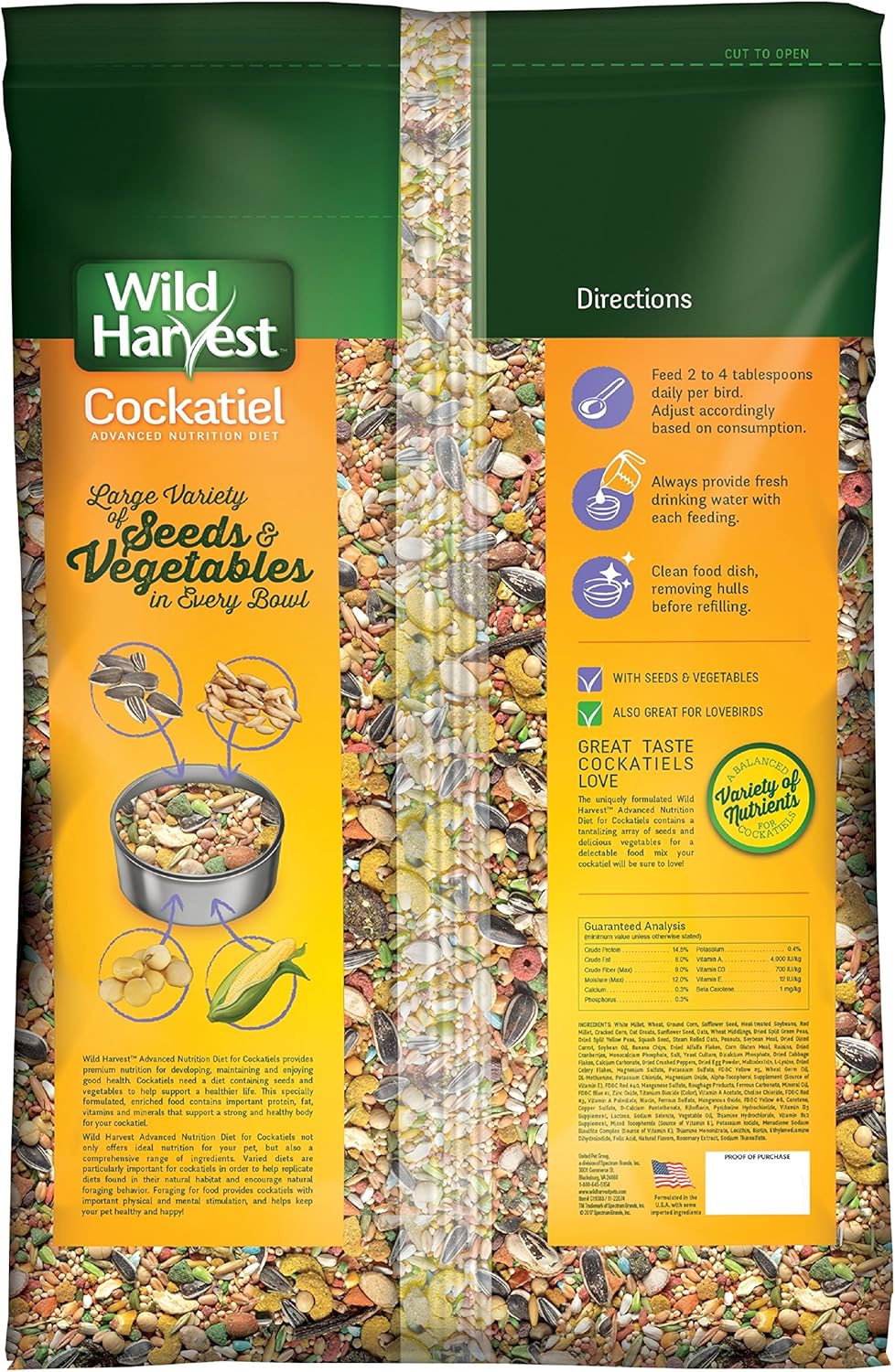 Wild Harvest Dieta de nutrición avanzada de cacatúa, 8 lbrs