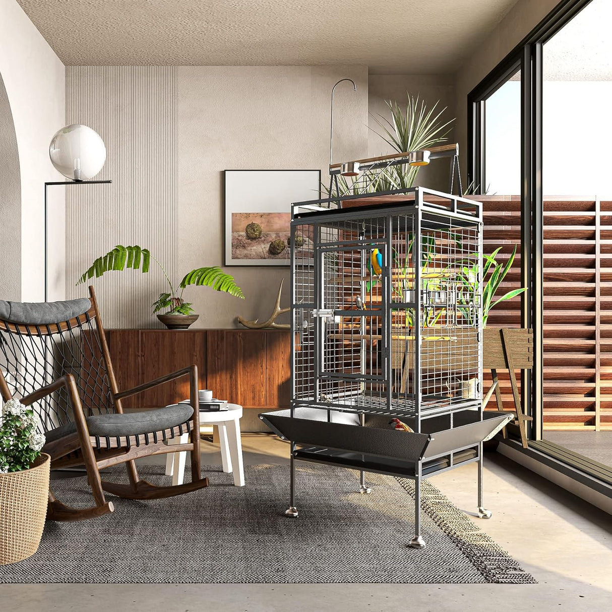 Jaula para pájaros de 82 pulgadas y bandeja inferior