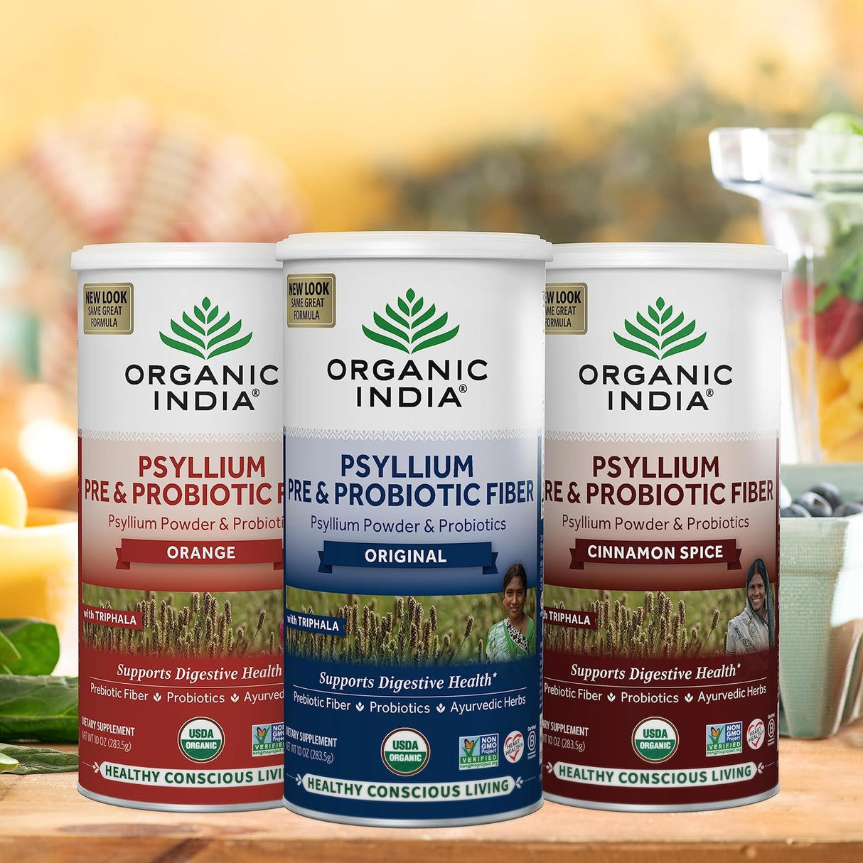Suplemento ORGANIC INDIA Psyllium Husk Pre y fibra probiótic